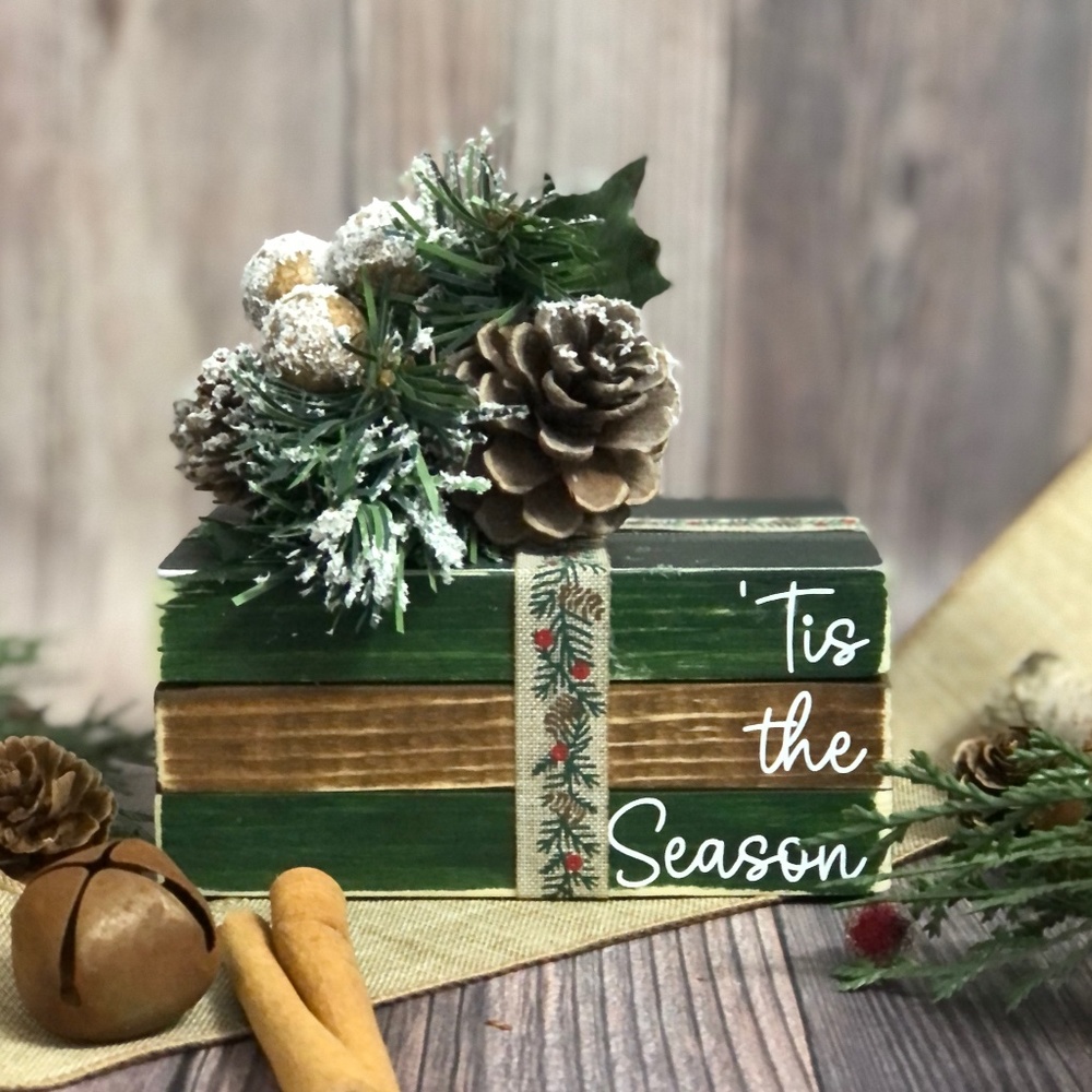 Holiday Mini Wood Book Stack